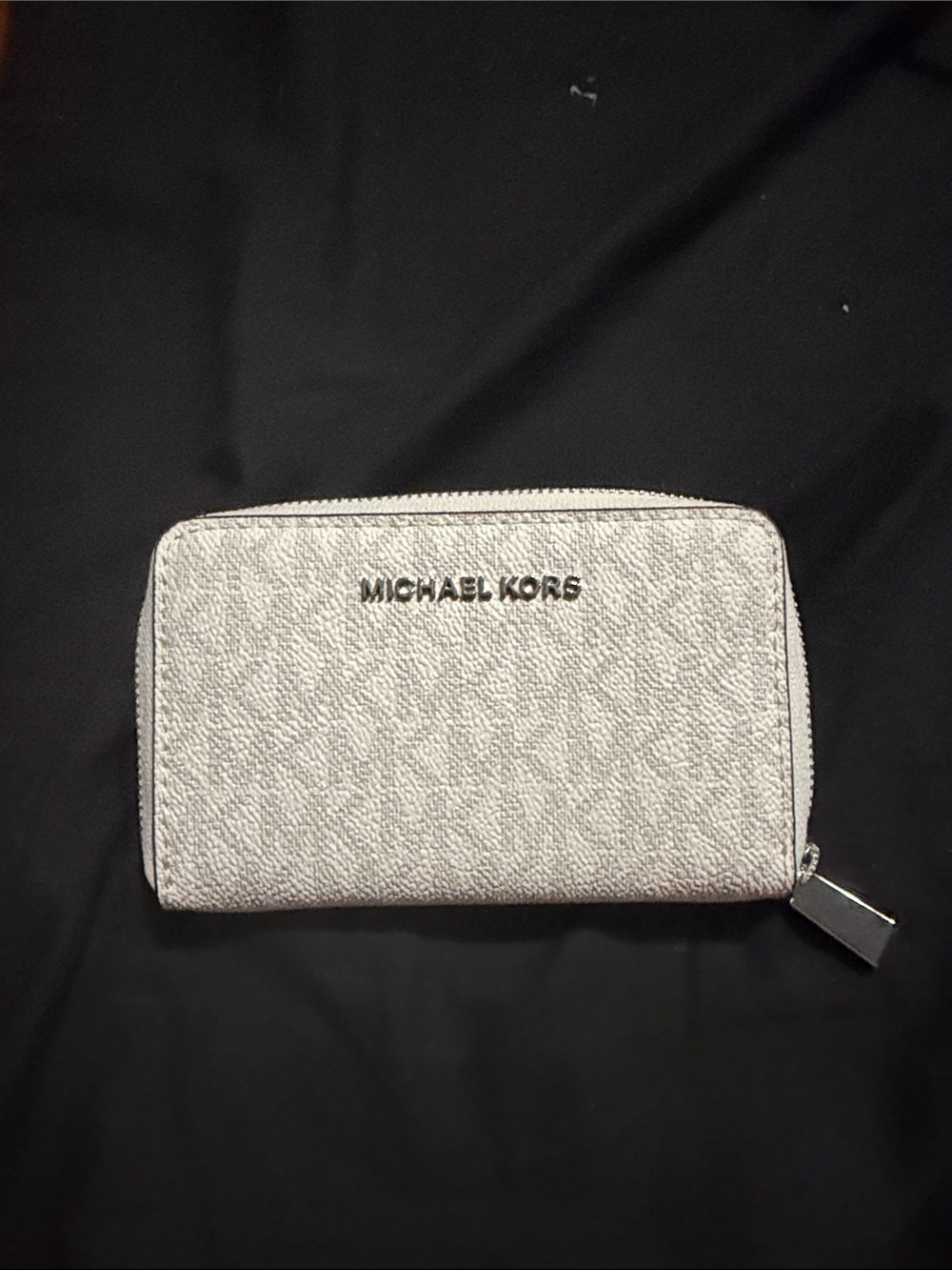 Michael Kors Metallic Silver Signature Zip-Around Wallet